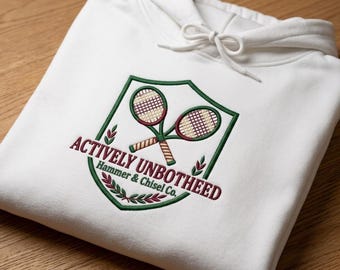 Vintage Tennis Embroidered Hoodie | Retro Athletic Sweatshirt