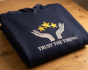 Tust the timing Embroidered Hoodie | nature illustration, wings, faith design