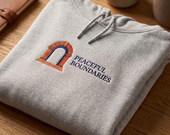 peaceful bounderies embroidered Cozy Pullover Sweatshirt