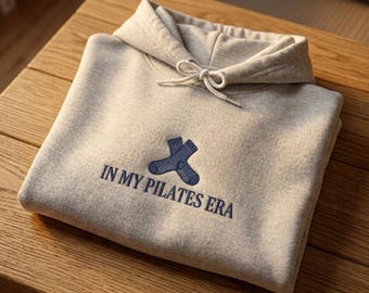 Pilates Embroidered Hoodie | Pilates Dumbbells Graphic Sweatshirt