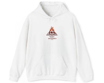 Campfire Storyteller embroidered Hoodie | Bonfire Illustration, Outdoor Camping Sweatshirt