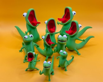 Tom Lizard Figurine Meme Trio - Hoppers Cartoon Character Desk Decor - Fan art