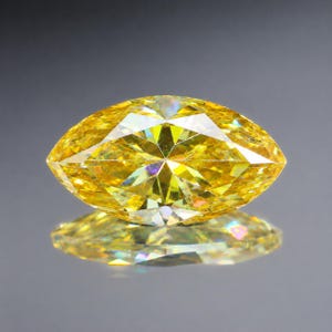 Yellow Marquise Cut Lab Grown Moissanite Diamond, Loose Gemstone with Rainbow Fire, Lab Diamond Alternative for Custom Engagement Ring