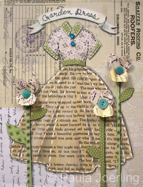 Items similar to Garden Dress Mixed Media CollageOriginal 8.5 x 11 on Etsy
