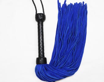 Heavy Duty Cowhide Suede Leather Flogger – 100 Falls Thuddy Whip, Handmade BDSM Flogger