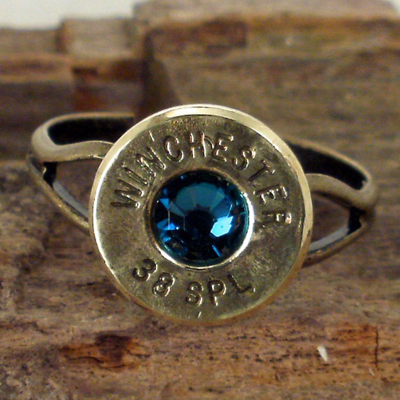 Bullet Jewelry Bullet Ring Winchester 38 SPL Blue Zircon Etsy