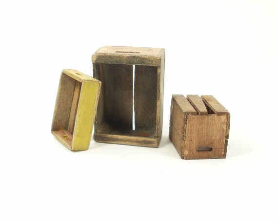 1:12 scale Single Large Size Wooden Tray Box Crate Dolls House Food Accessory H
