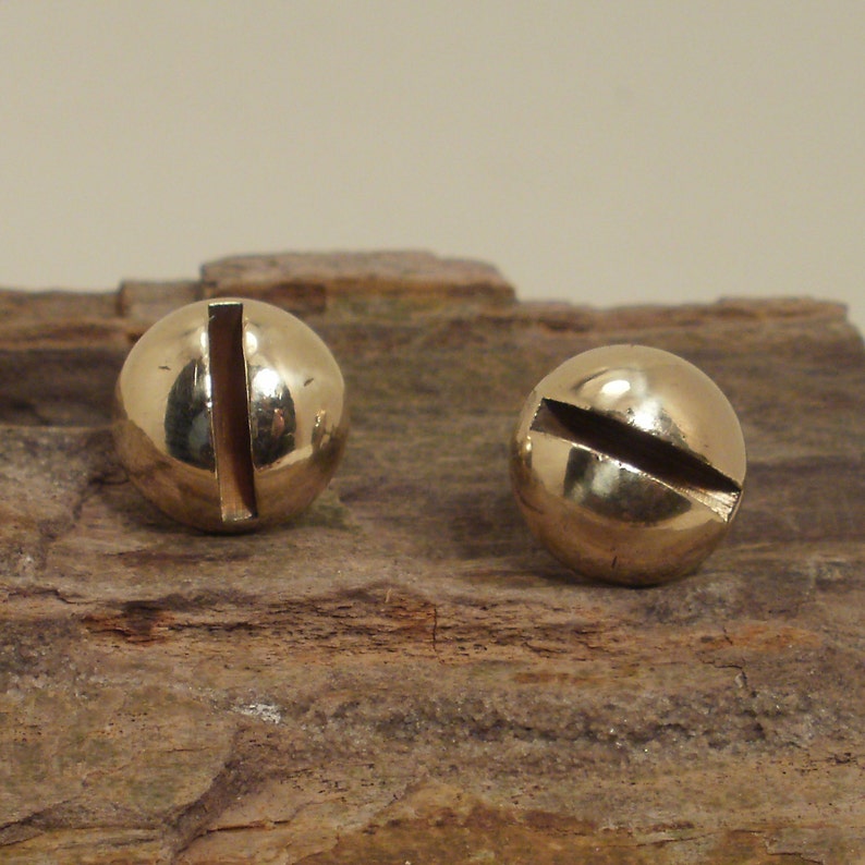 Screw Head Earrings Stud Earrings Brass Etsy