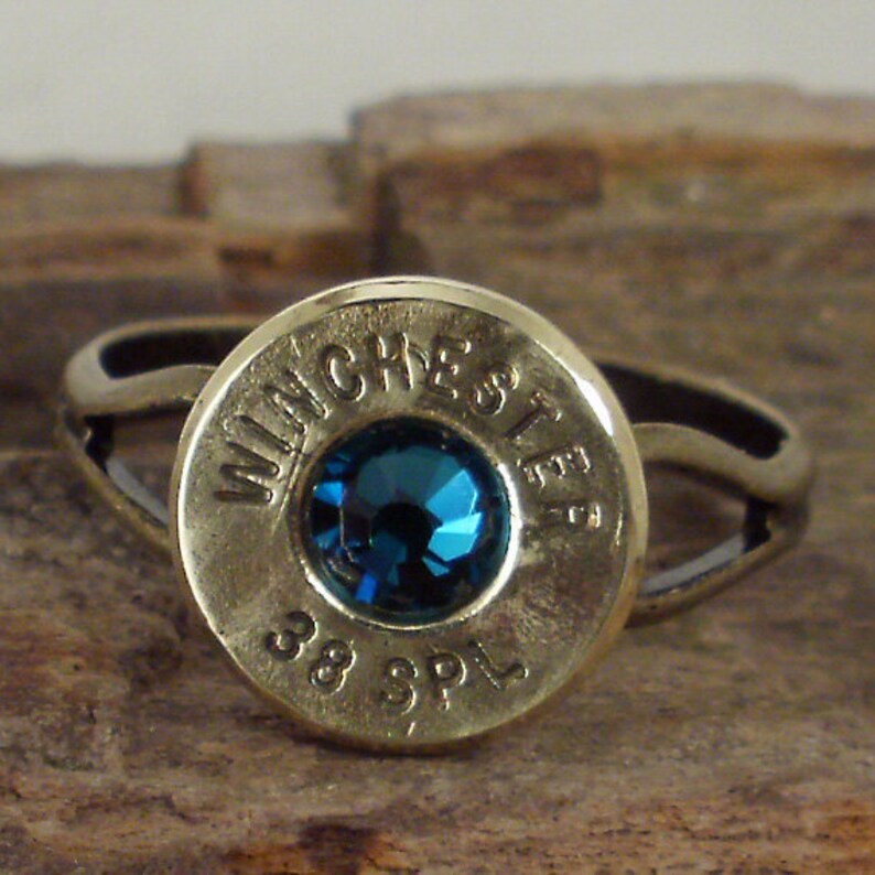 Bullet Jewelry Bullet Ring Winchester 38 SPL Blue Zircon Etsy