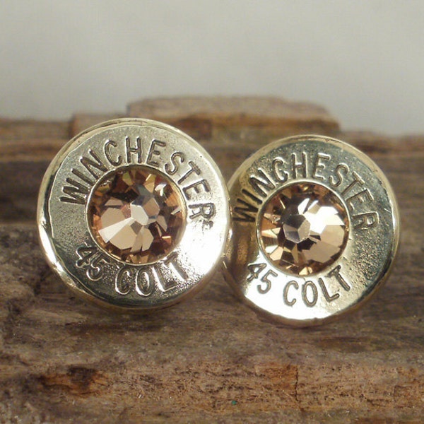 Bullet  Earrings  - Stud Earrings - Ultra Thin - Winchester Colt 45 - Gold Rush