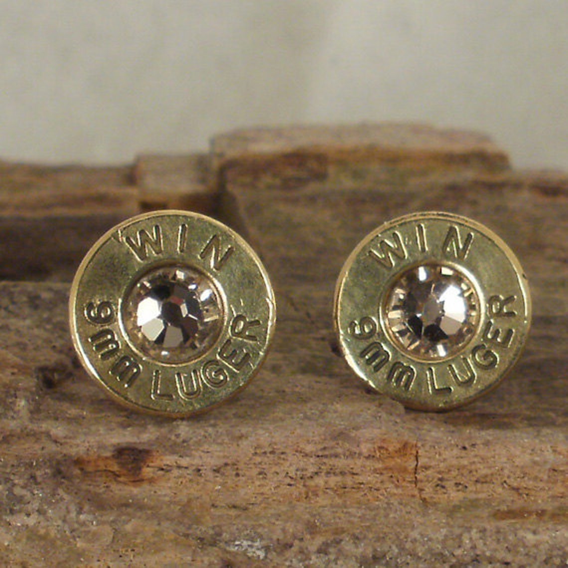 Bullet Earrings Stud Earrings Ultra Thin 9mm Luger Etsy