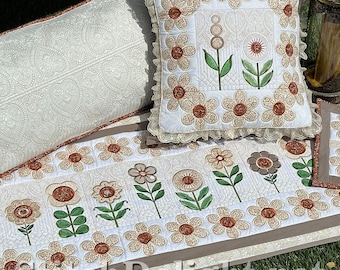 Fleurs bohèmes en appliqué pour broderie machine