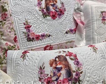 Motif de broderie L'amour d'une mère | Motif de courtepointe, panneau de tissu imprimable (JPG)