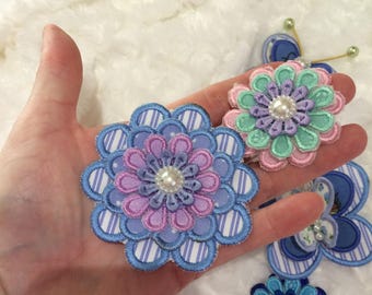 Motif de broderie 3D papillons et fleurs, appliqué (créoles de 4 x 4 po., fichiers SVG inclus)