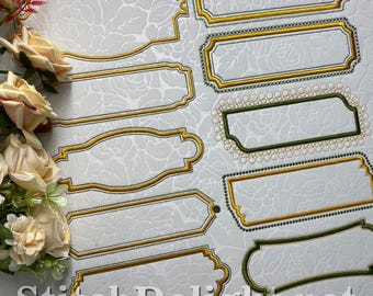 Cadres pour prénoms au point bourdon | 10 motifs de broderie pour étiquettes de courtepointe