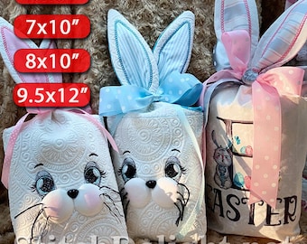 Sac fourre-tout avec tête de lapin 3D, cadeau de chasse de Pâques matelassé