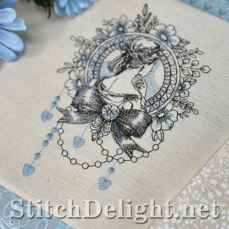 Timeless Lady Machine Embroidery Design | Vintage Woman Portrait ...
