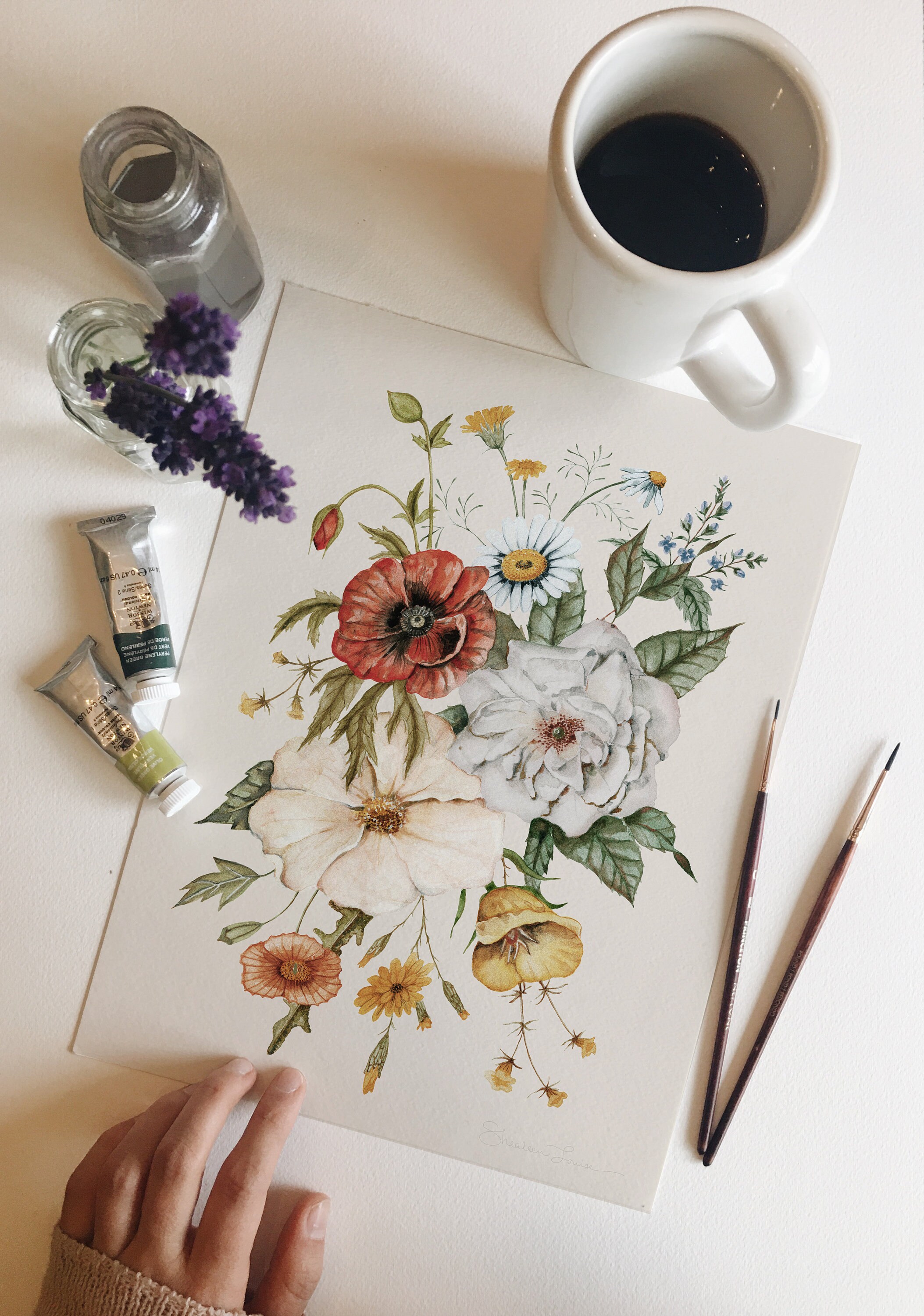 Wildflower Bouquet Watercolor Print - Etsy