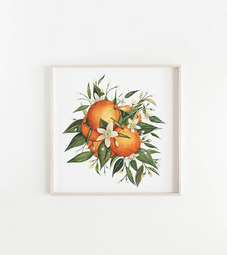 framed orange blossom art