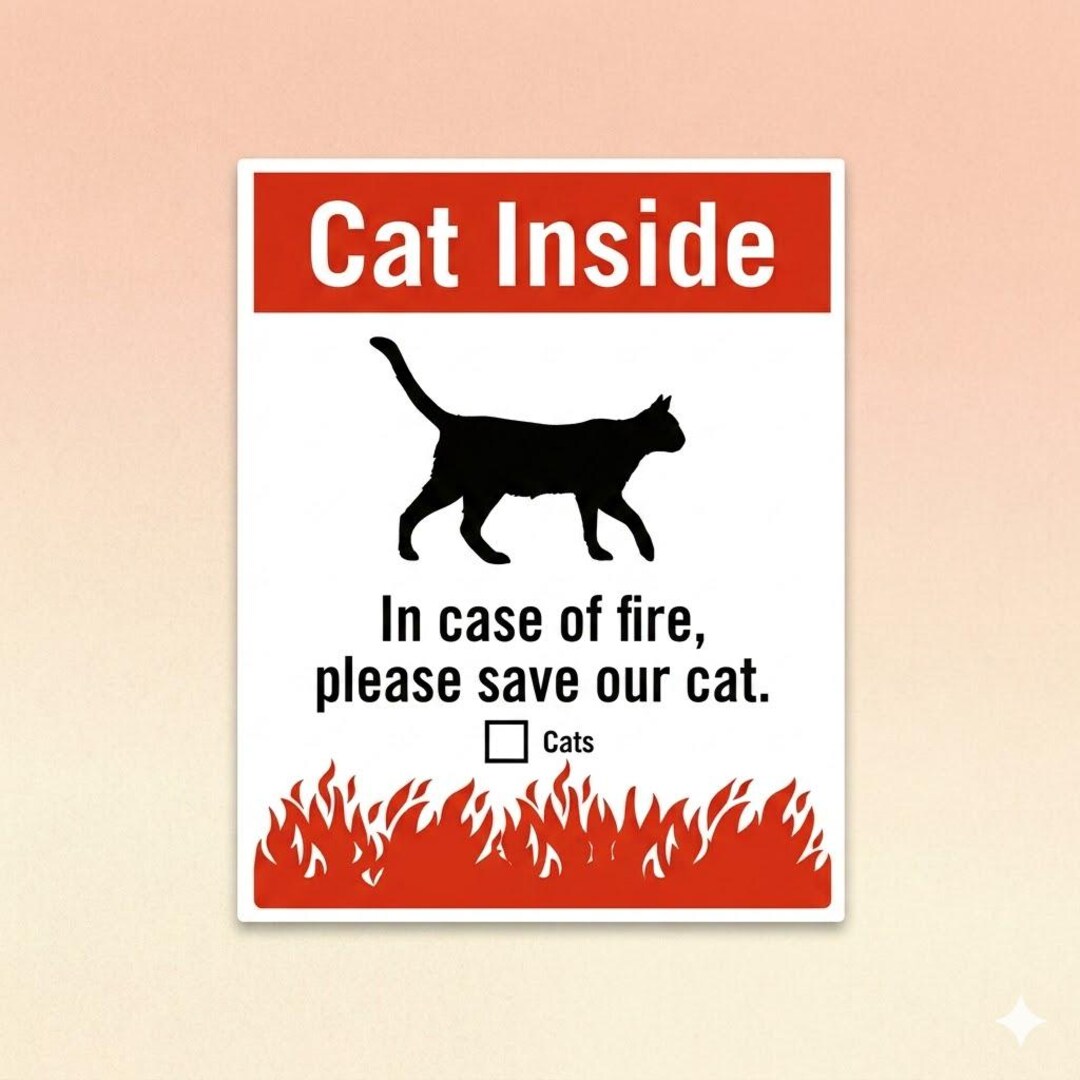 Cat Inside Emergency Sticker, in Case of Fire Please Save Our Cat, Pet ...