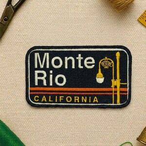 Monte Rio California Patch, Vintage Embroidered Patch, Retro Street Lamp Badge, Travel Souvenir Jacket Backpack Patch