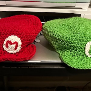Italian Plumber Inspired Crocheted Caps