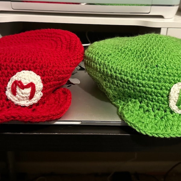 Mario and Luigi Inspired Crocheted Caps