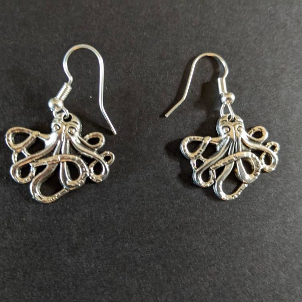 Octopus Pewter Earrings