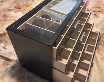 Clear Top Sunglasses Storage Box for Men and Women Eyewear Organizer Display Case