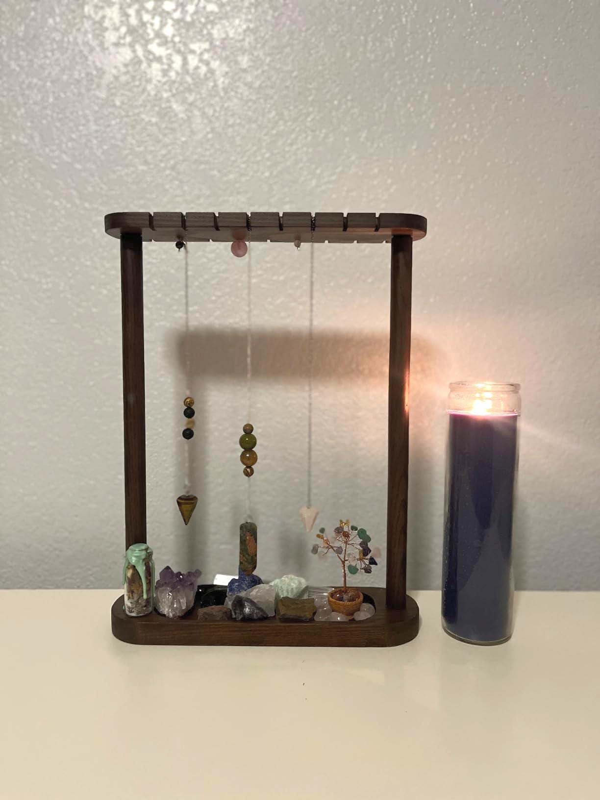 Pendulum Display Rack Wooden Pendulum Display Stand With Tray, Holds 17 Pendulums & Necklaces ...