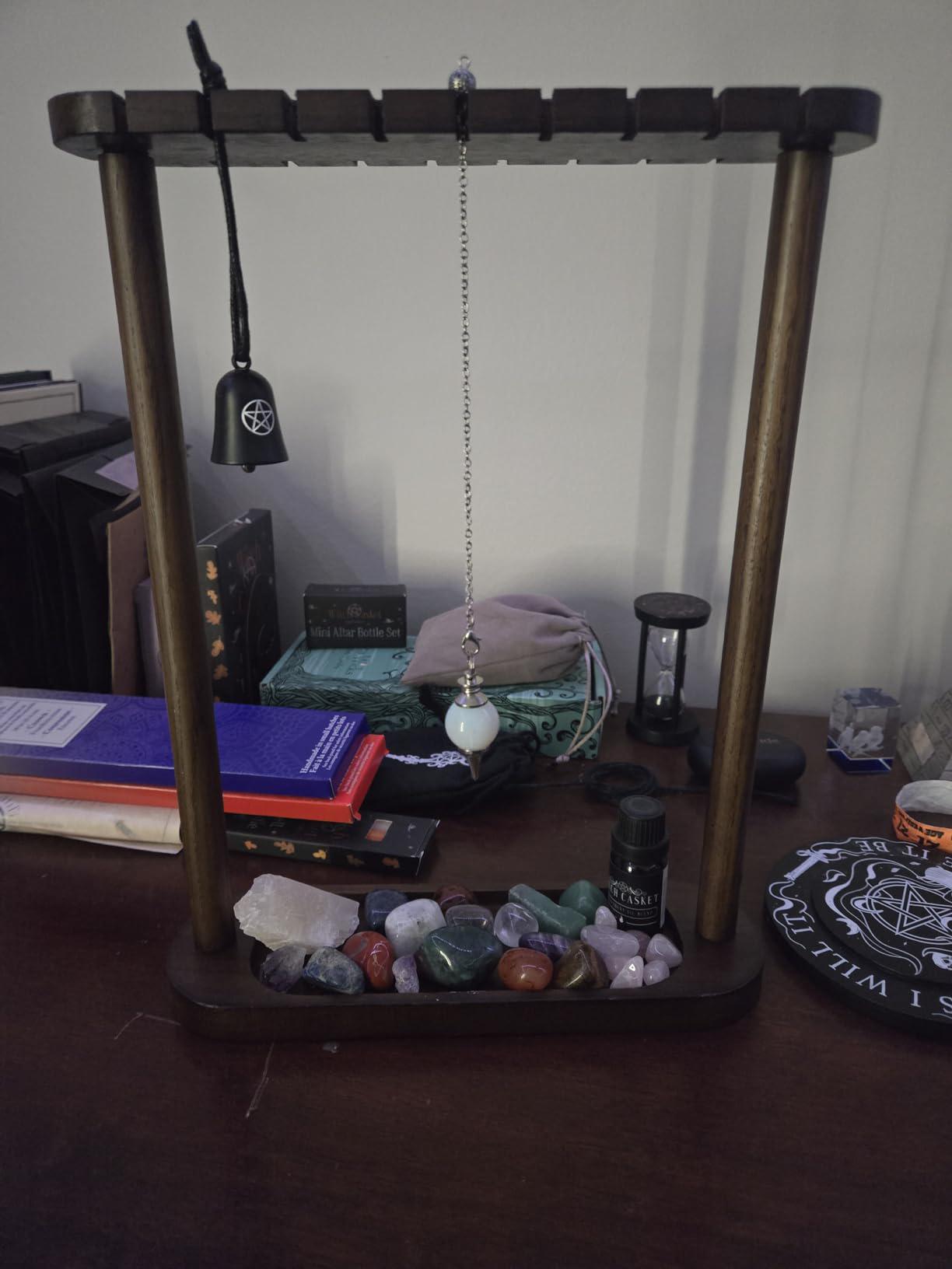 Pendulum Display Rack Wooden Pendulum Display Stand With Tray, Holds 17 Pendulums & Necklaces ...