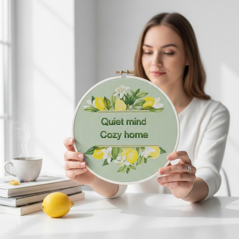 Lemons Cross Stitch Pattern, Cozy Home Embroidery Chart (digital ...