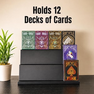 mtg card display stand for toploader trading pokemon, YuGiOh, MtG, Sports etc - 5 pack black Each compartment has enough space for multiple cards Mtg Card Frame Display -