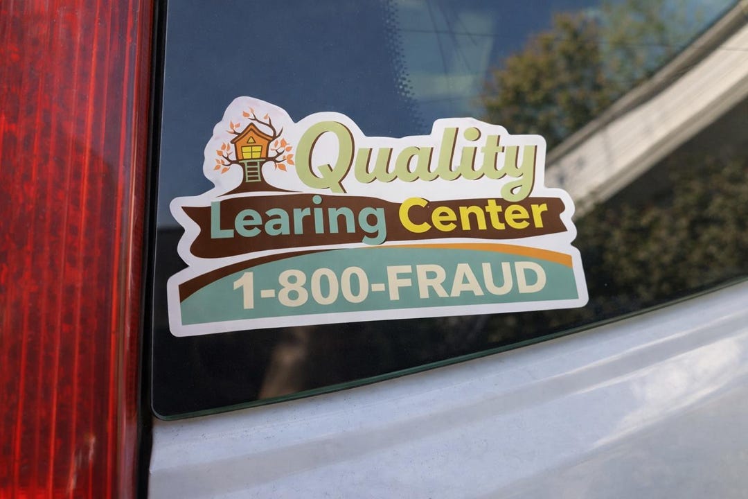Farud Sticker Quality Learning Center 1-800-FRAUD Parody Sticker | Viral Meme Vinyl ...