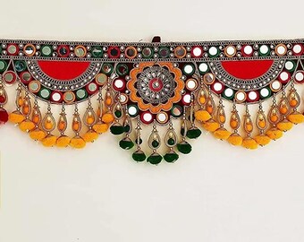 Elegant Indian Door Hanging , Handcrafted Hanging, Indian Festival Door Decoration. Hand Embroidered Cotton Tapestry Door Hanging.