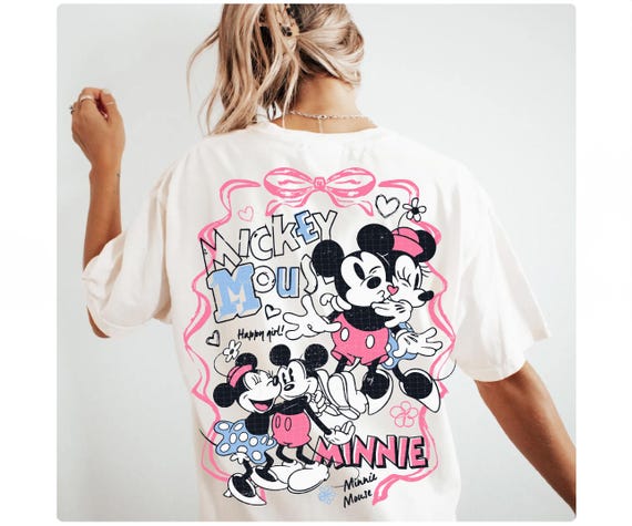 Trendy Mickey and Minnie Coquette Bow Valentine's Day Png, Cute Vday Shirt Png, Love Png, Sublimation Design, Retro Mouse Valentines Day Png
