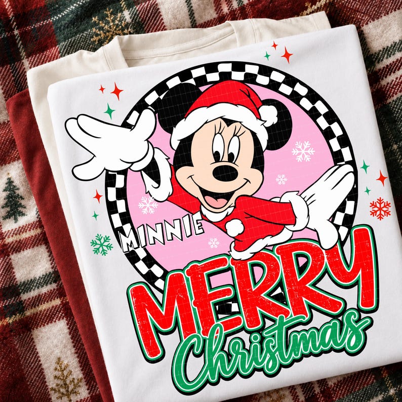 Jultomten Mickey Minnie God Jul PNG, Julklappspar med högtidssäsong PNG, Rutig Mickey Minnie Julsublimering, Vintermus PNG bild 3