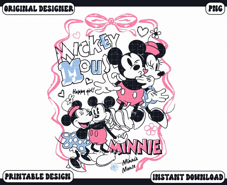 Trendig Musse och Minnie Coquette-rosett för alla hjärtans dag-png, söt Vday-tröja-png, kärlek-png, sublimeringsdesign, retro mus för alla hjärtans dag-png bild 2