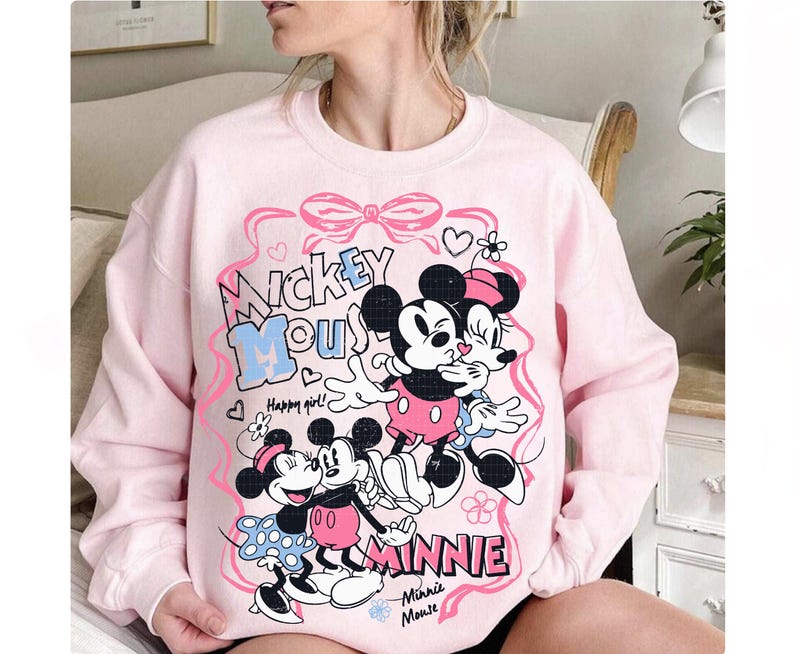 Trendig Musse och Minnie Coquette-rosett för alla hjärtans dag-png, söt Vday-tröja-png, kärlek-png, sublimeringsdesign, retro mus för alla hjärtans dag-png bild 6