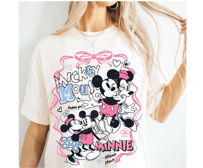 Trendig Musse och Minnie Coquette-rosett för alla hjärtans dag-png, söt Vday-tröja-png, kärlek-png, sublimeringsdesign, retro mus för alla hjärtans dag-png bild 5
