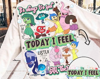 Emotions Png, Today I Feel Png, Cartoon Characters, It's Okay To Feel All The Feels, Joy Sadness Fear Anxiety Funny Mental Health Png