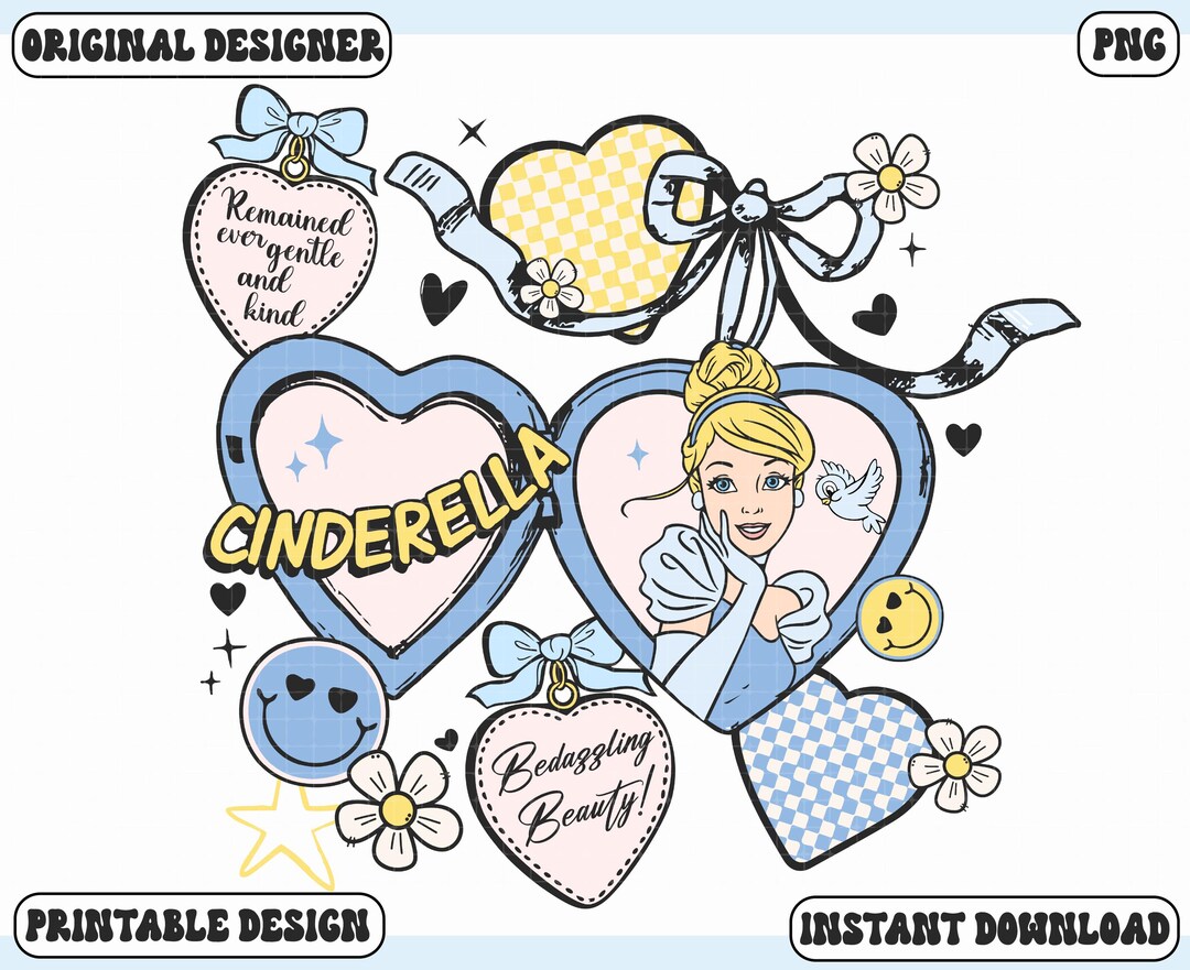 Princess Cinderella Hearts Locket PNG, Coquette Girl Design (digital ...