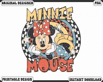 Retro Minnie Mouse Png, Mickey Png, Mouse Png, Kids Shirt Png Design, Checkered Png, Birthday T Shirt Png, Little Girl Png, Funny Minnie Png