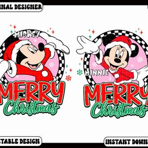 Jultomten Mickey Minnie God Jul PNG, Julklappspar med högtidssäsong PNG, Rutig Mickey Minnie Julsublimering, Vintermus PNG bild 2