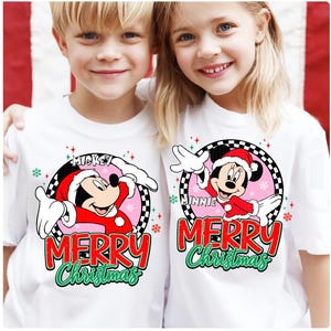 Jultomten Mickey Minnie God Jul PNG, Julklappspar med högtidssäsong PNG, Rutig Mickey Minnie Julsublimering, Vintermus PNG bild 4
