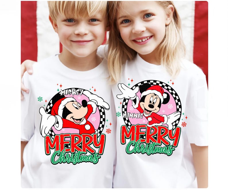 Jultomten Mickey Minnie God Jul PNG, Julklappspar med högtidssäsong PNG, Rutig Mickey Minnie Julsublimering, Vintermus PNG bild 4