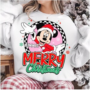 Jultomten Mickey Minnie God Jul PNG, Julklappspar med högtidssäsong PNG, Rutig Mickey Minnie Julsublimering, Vintermus PNG bild 6