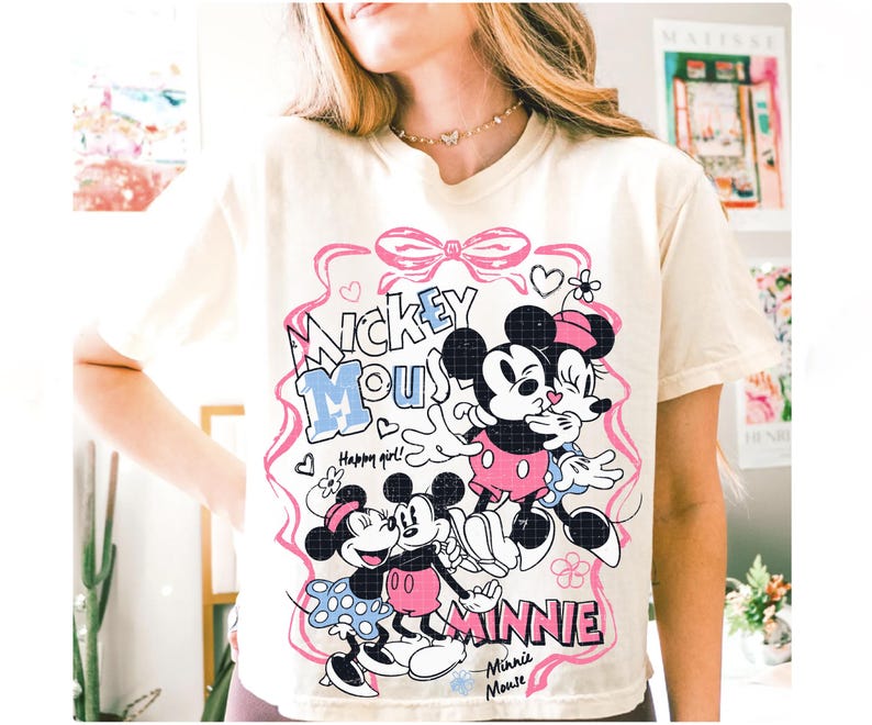 Trendig Musse och Minnie Coquette-rosett för alla hjärtans dag-png, söt Vday-tröja-png, kärlek-png, sublimeringsdesign, retro mus för alla hjärtans dag-png bild 4
