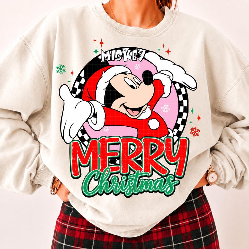 Jultomten Mickey Minnie God Jul PNG, Julklappspar med högtidssäsong PNG, Rutig Mickey Minnie Julsublimering, Vintermus PNG bild 8