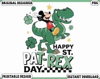 Happy St.Pat-Rex Day PNG, Dinosaurier St. Patricks Day PNG, T-Rex St. Patricks Day Png, Dino Png, Kinder St. Patricks Png, Maus St Patrick Png